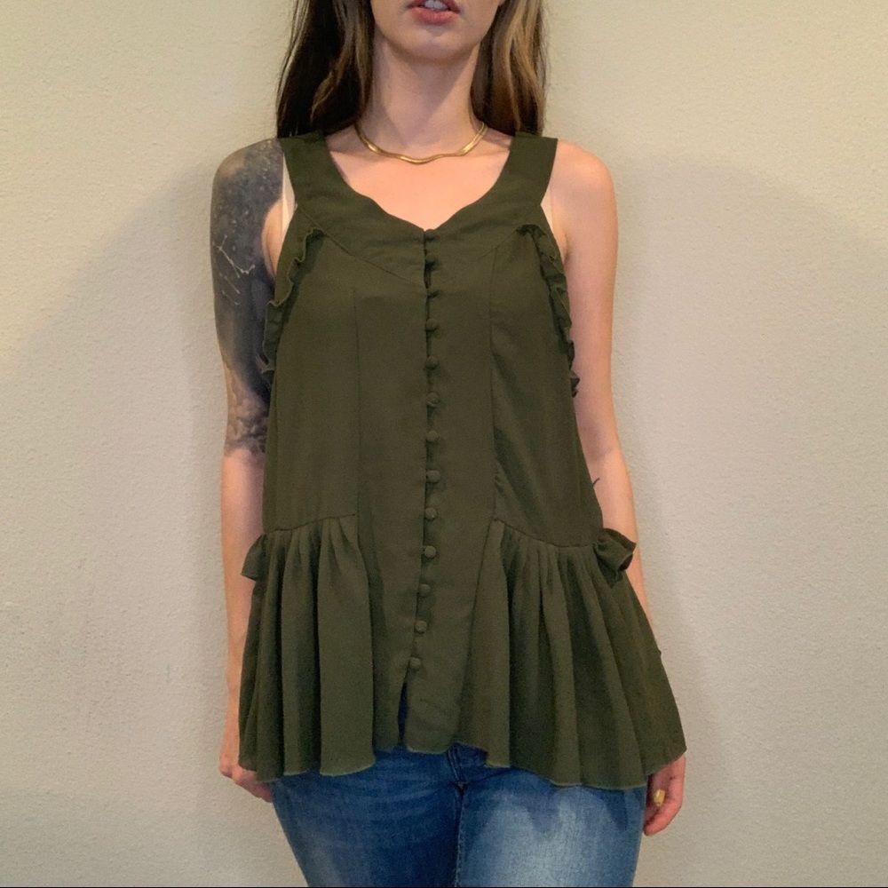 Romeo & Juliet Olive Green Sheer Top